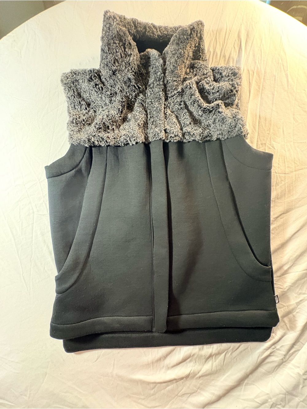 The North Face Black Vest with Gray Faux-Fur Collar